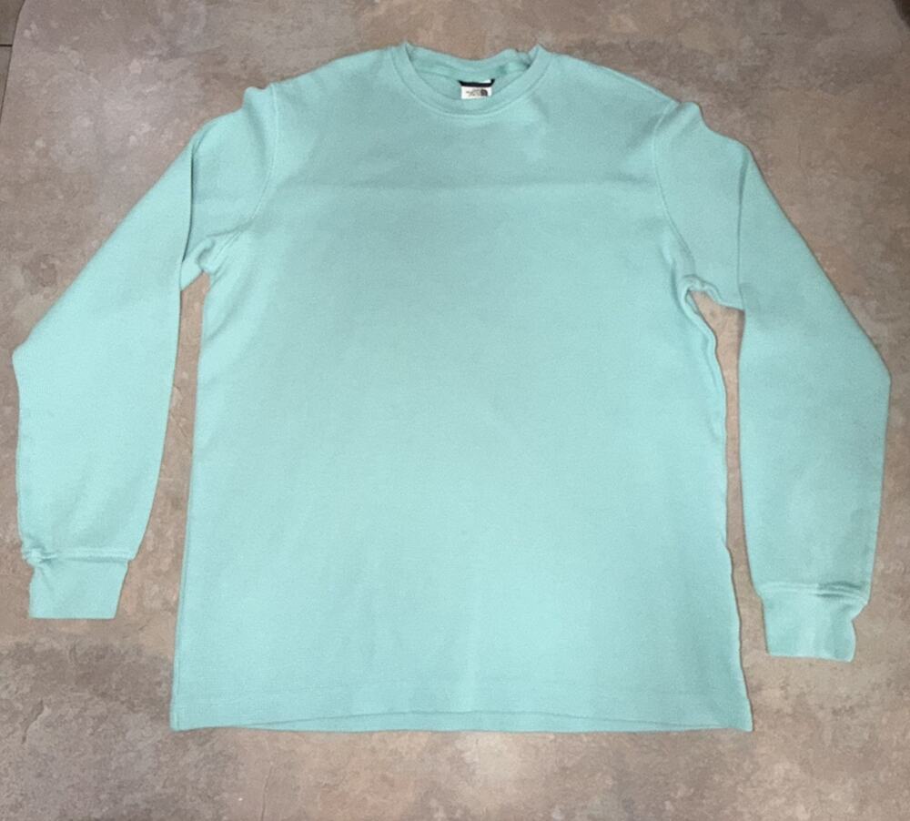 The North Face Crew Waffle Sweatshirt Crewneck Teal Men’s L
